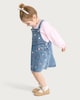 image 2 of F&F Girls 2-Piece Cotton Rich Embroidered Denim Pinafore and Sweatshirt in Blue