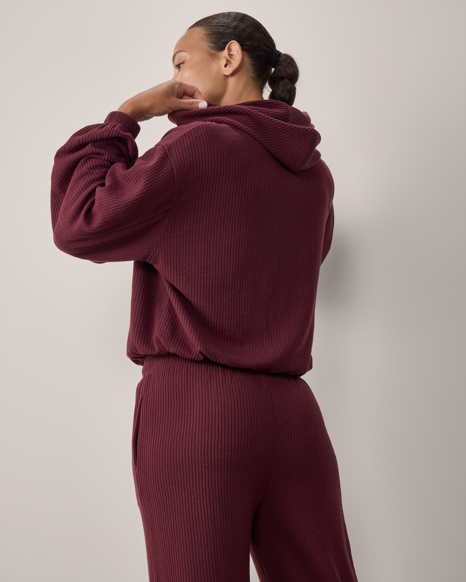 image 1 of F&F Active AFTERCLASS Ribbed Hoodie in Brown