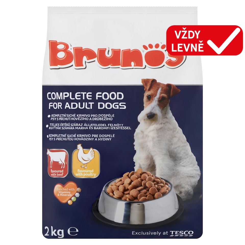 Brunos Complete Dry Food for Adult Dogs with Beef and Poultry Flavour 2kg