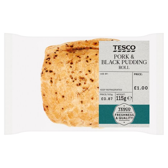 Tesco Pork & Black Pudding Roll 115G Tesco Groceries