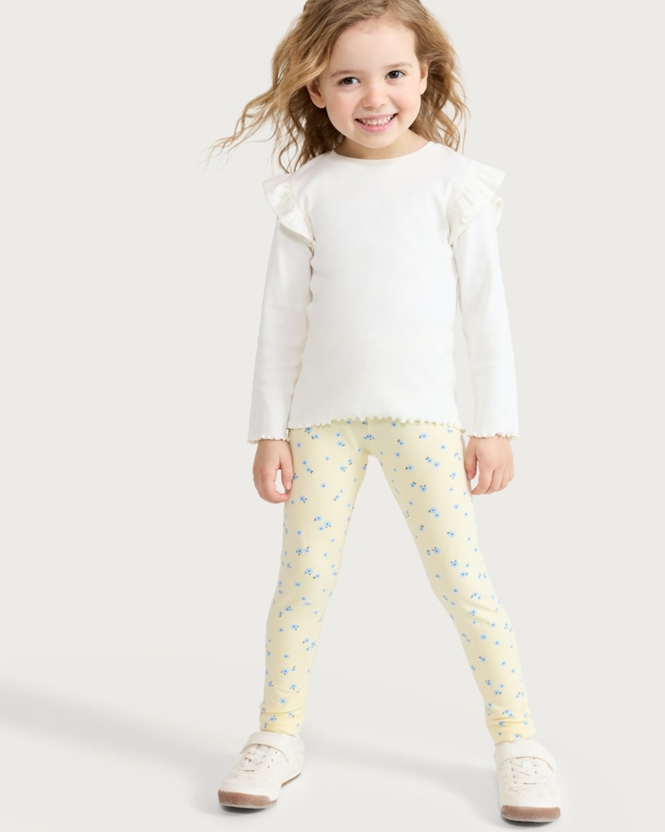 image 1 of F&F Girls 5-Pack Cotton Rich Printed Co-ord Leggings in Multi Blue