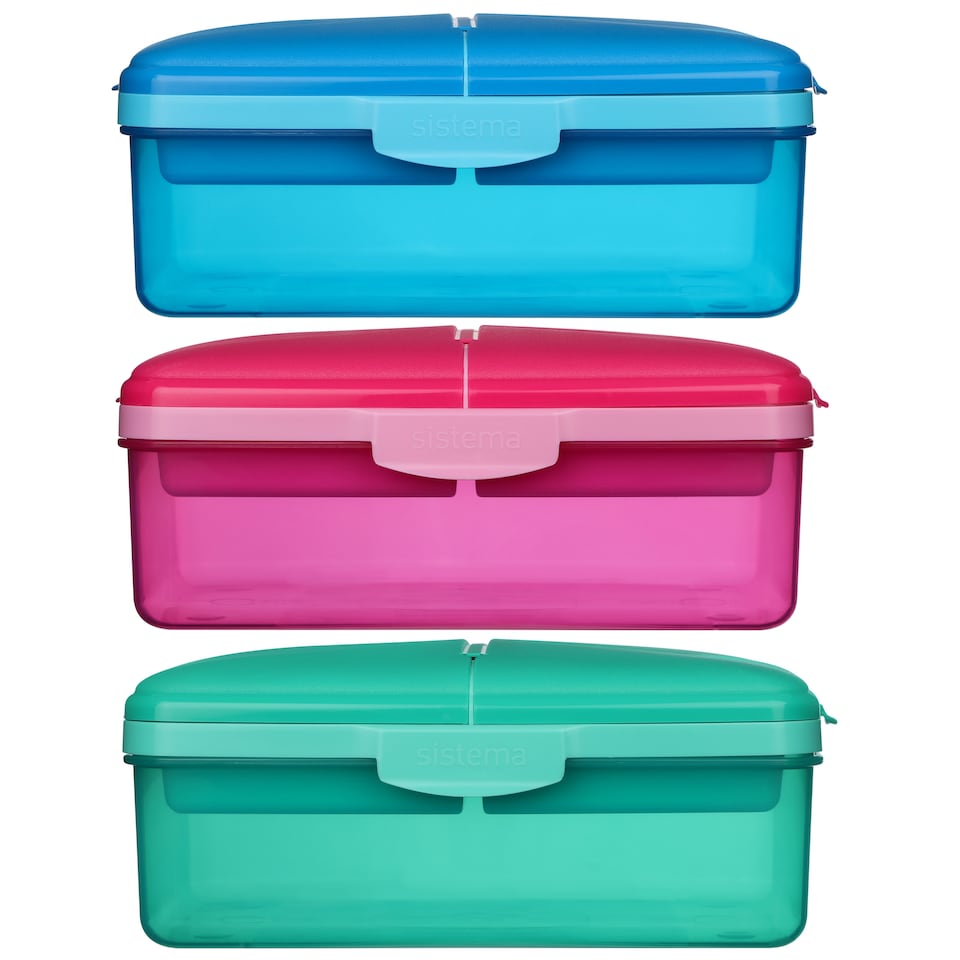 image 1 of Sistema Slimline Quaddie Food Storage 1.5L with Water Bottle