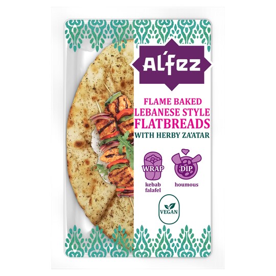 Al'fez Lebanese Style Flatbreads Flame Baked 180G Tesco Groceries