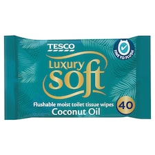 Tesco Luxury Soft Coconut Oil 40 Flushable Wipes