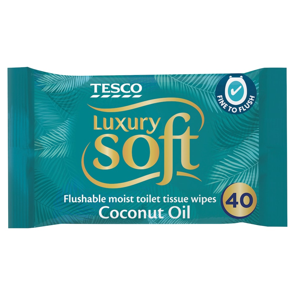 image 1 of Tesco Luxury Soft Coconut Oil 40 Flushable Wipes