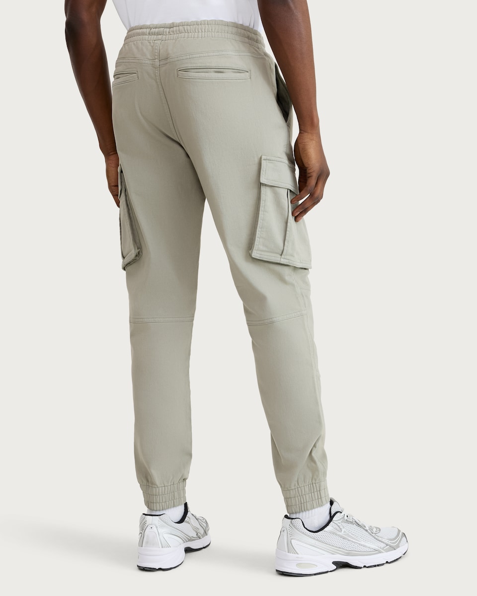 image 1 of F&F Cotton Rich Drawstring Cuffed Cargo Joggers in Grey