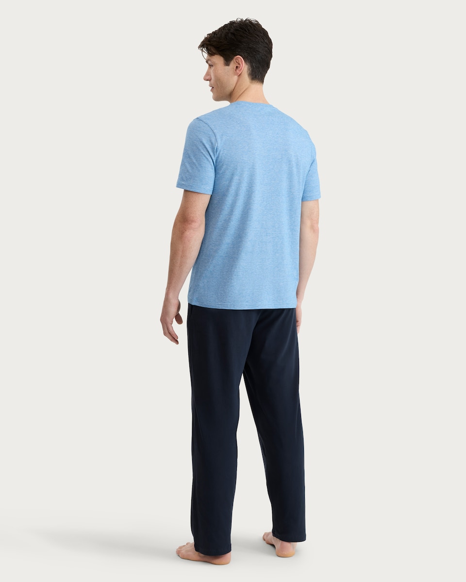 image 1 of F&F Pure Cotton Striped Pyjama Set in Blue