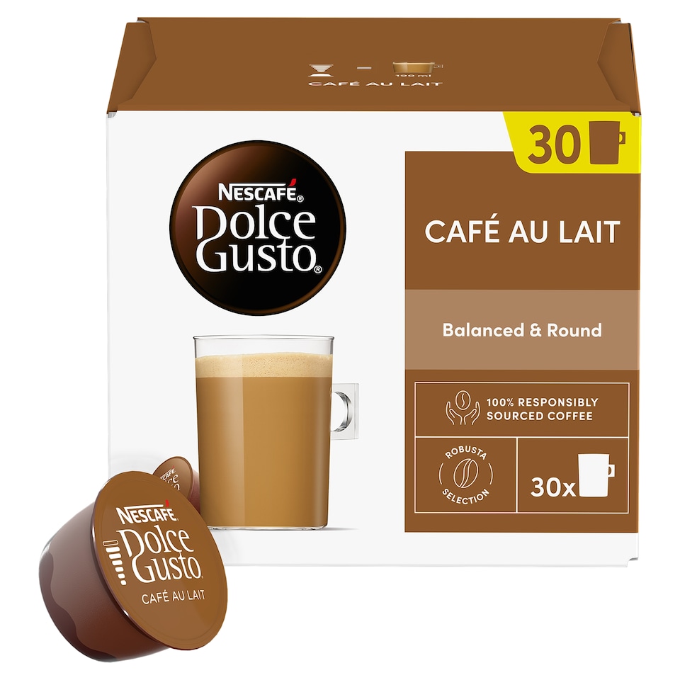 image 1 of Nescafe Dolce Gusto Cafe Au Lait Coffee Pods x30 300g