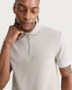 image 1 of F&F Textured Zip Neck Short Sleeved Polo Shirt in Stone