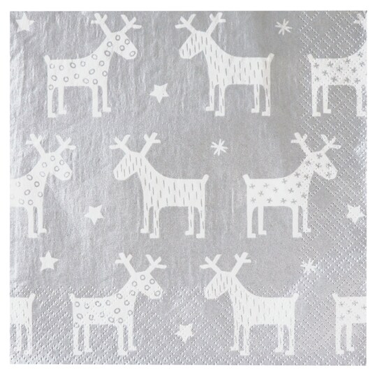 Tesco Christmas Reindeer Napkin 33Cm 2Ply Bumper 50 Pack