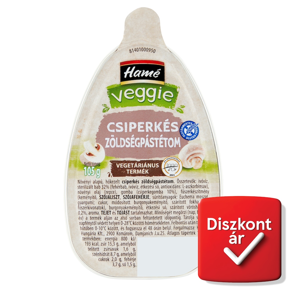 Hamé Veggie csiperkés zöldségpástétom 105 g