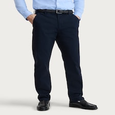 F&F Cotton Rich Fixed Waist Straight Leg Chino Trousers in Navy