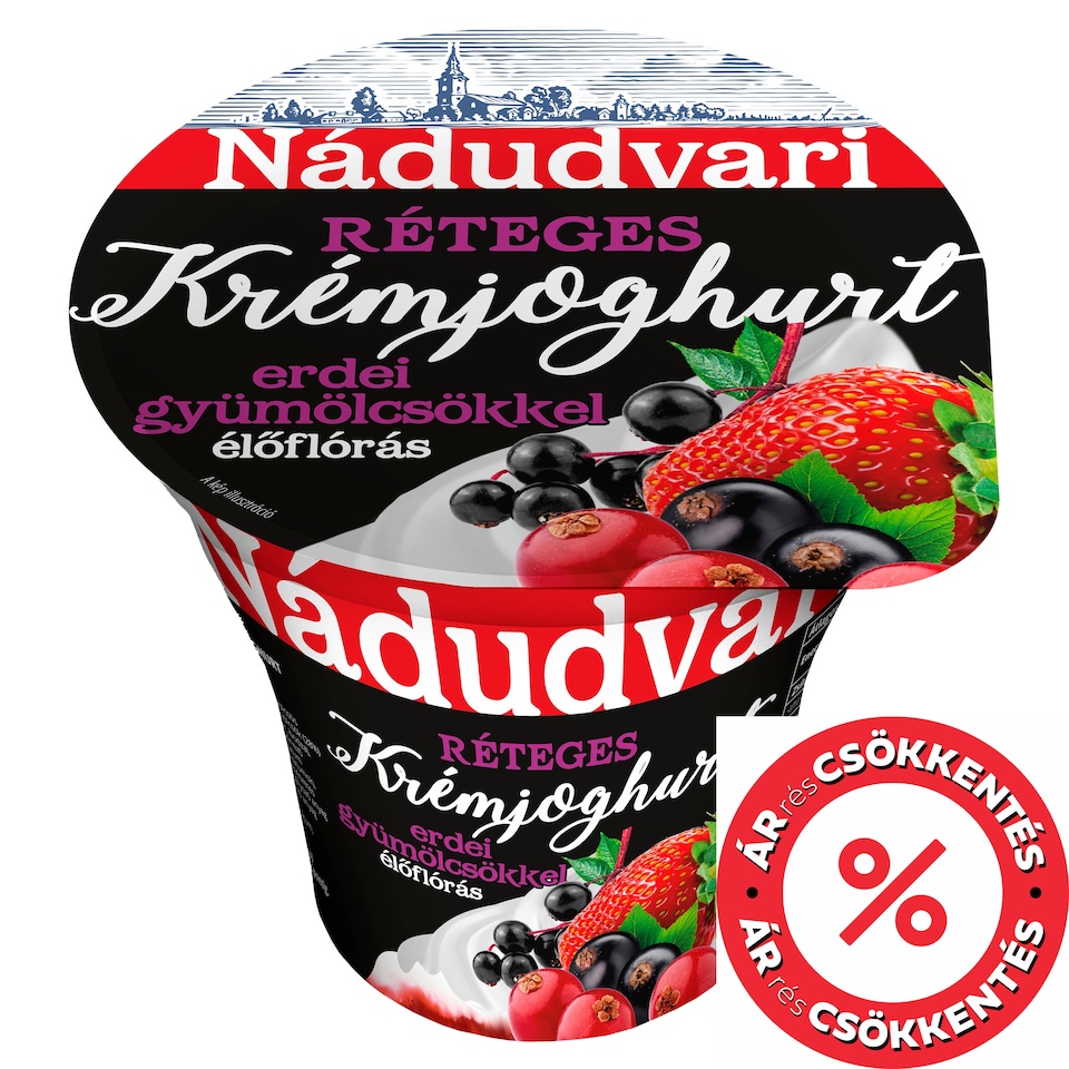 Nádudvari réteges élőflórás krémjoghurt erdei gyümölcsökkel 180 g