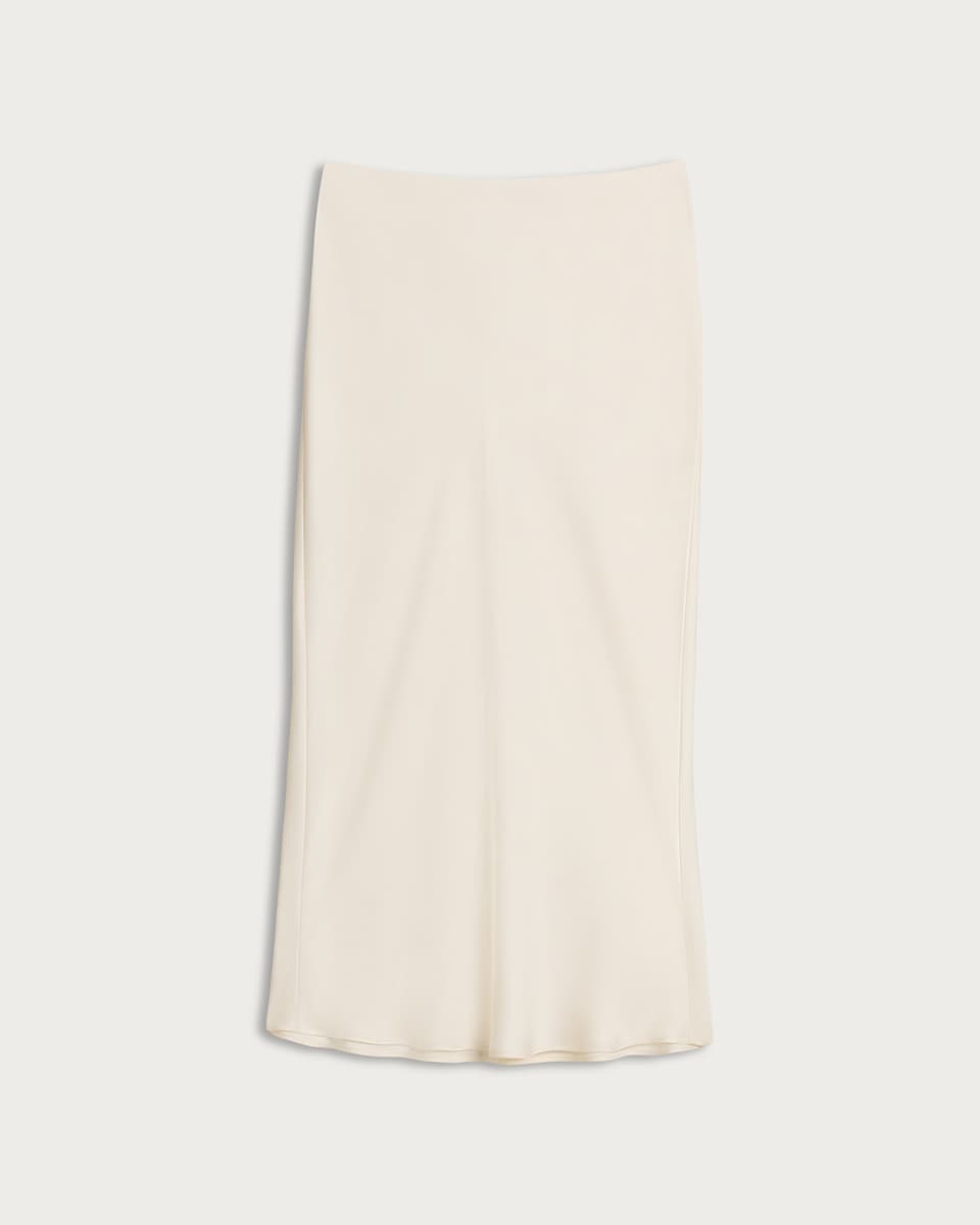 image 1 of F&F Satin Midi Slip Skirt in Cream