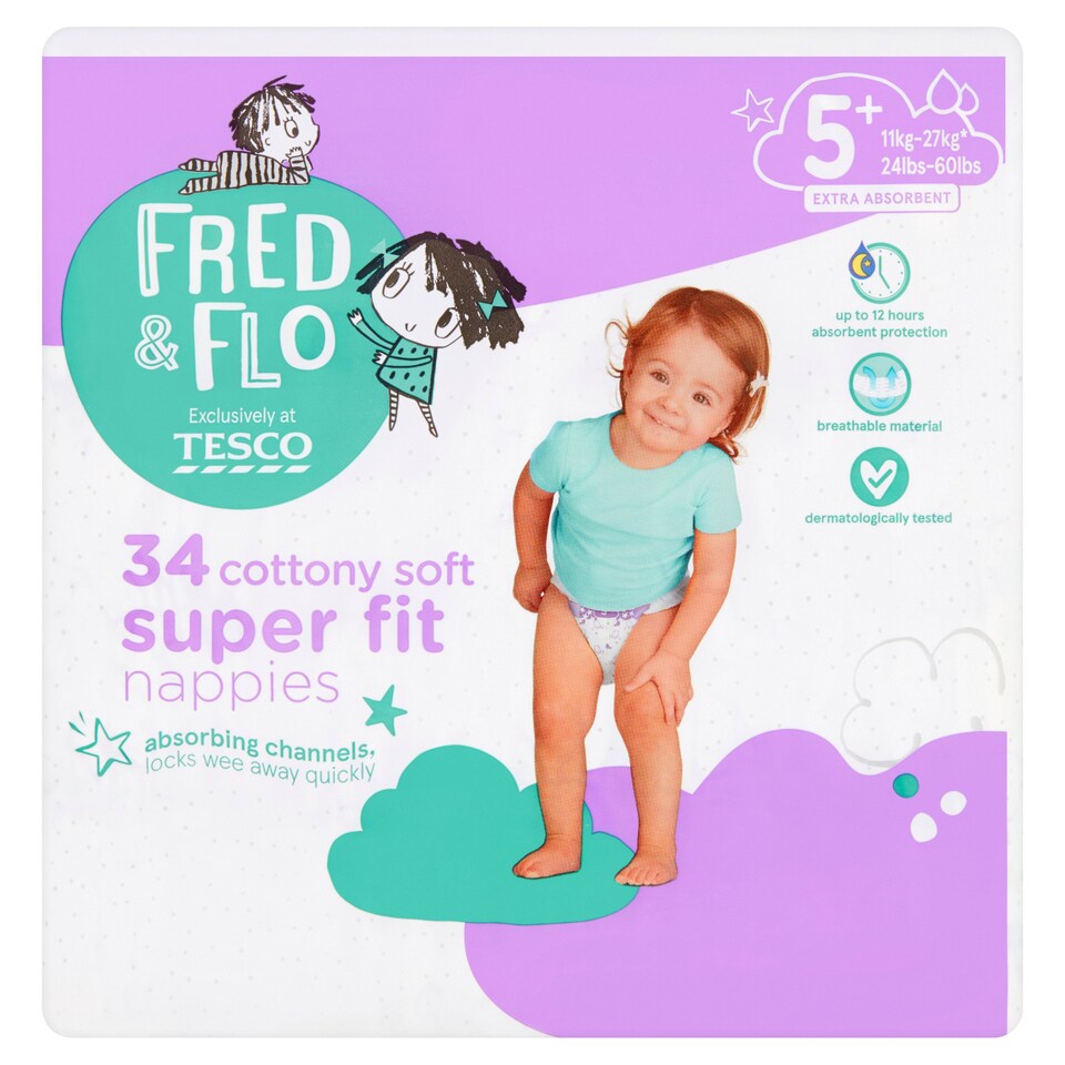 Fred & Flo Superfit Size 5 Plus Nappies 34 Pack