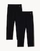 image 3 of F&F Girls School 2 Pack Cotton Rich Straight Leg Trousers in Black