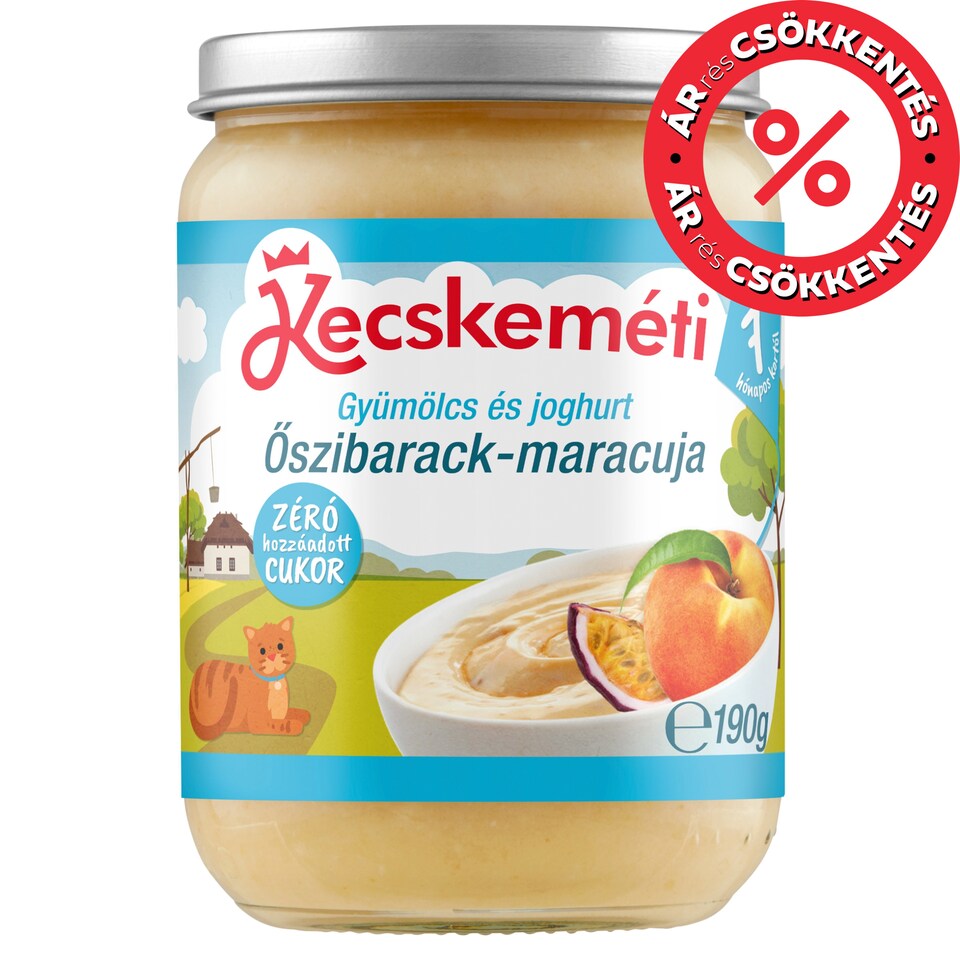 Kecskeméti bio gyümölcs és joghurt őszibarack-maracuja bébidesszert 7 hónapos kortól 190 g