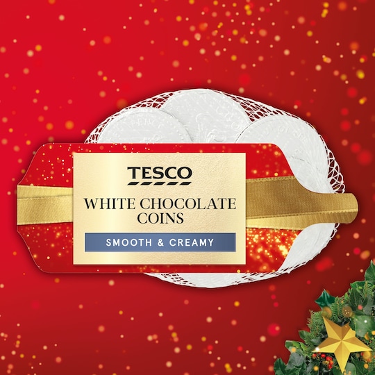 Tesco White Chocolate Coins 70G Tesco Groceries