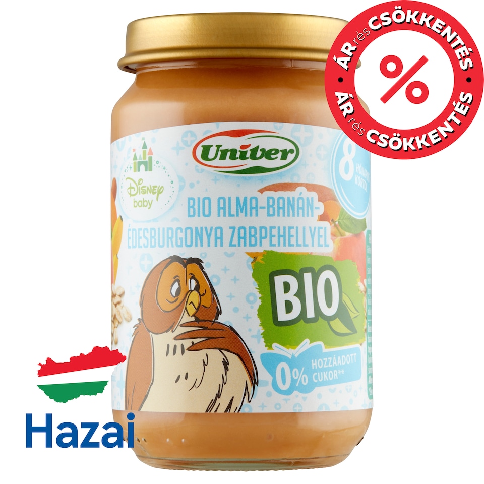Univer Disney Baby bio alma-banán-édesburgonya zabpehellyel bébidesszert 8 hónapos kortól 163 g