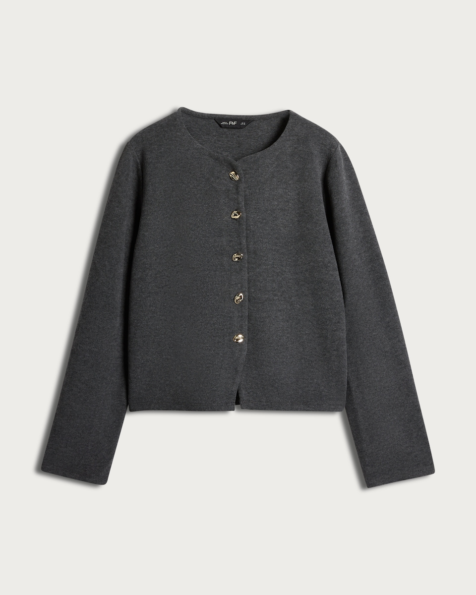 image 1 of F&F Button Front Co-ord Cardigan in Grey