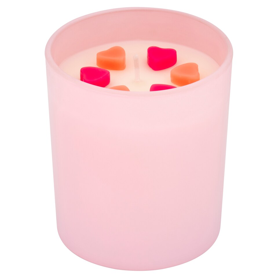 Tesco Heart Gems Glass Valentines Candle 170g