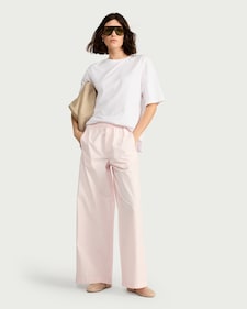 F&F Pure Cotton Poplin Wide Leg Trousers in Pink