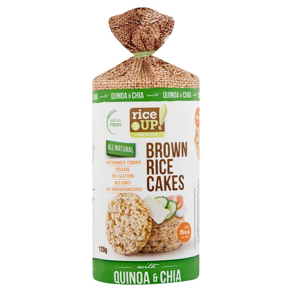 image 1 of RiceUp! Eat Smart Brown Whole Grain Rice Cakes with Quinoa & Chia 120 g