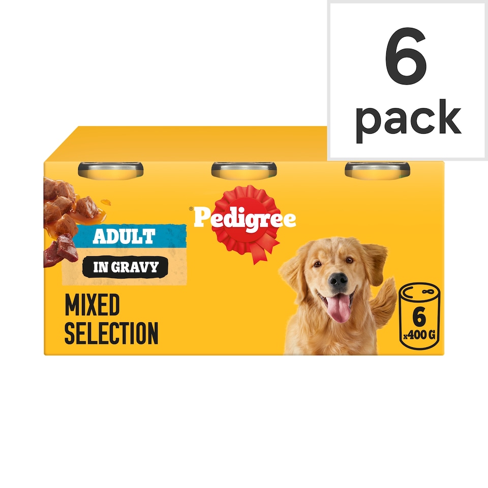 image 1 of Pedigree Adult Wet Dog Food Tins Mixed in Gravy 6 x 400g