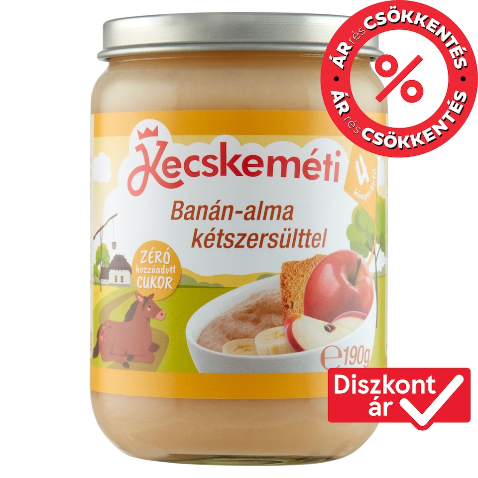 Kecskeméti banán-alma kétszersülttel bébidesszert 4 hónapos kortól 190 g