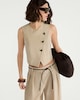 image 1 of The F&F Edit Lyocell Rich Button Up Asymmetric Co-ord Waistcoat in Cream