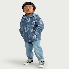 F&F Boys Digger Print Hooded Raincoat in Blue