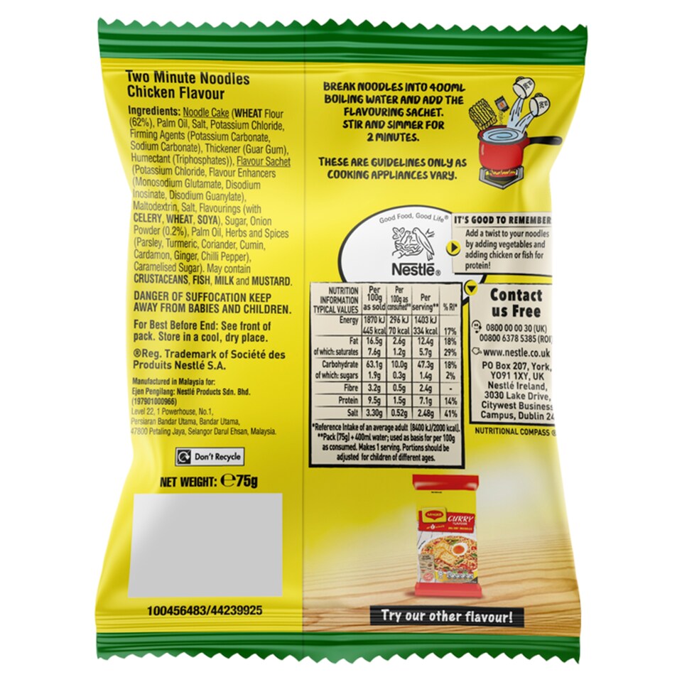 image 1 of Maggi 2 Minute Chicken Flavour Instant Noodles 75g