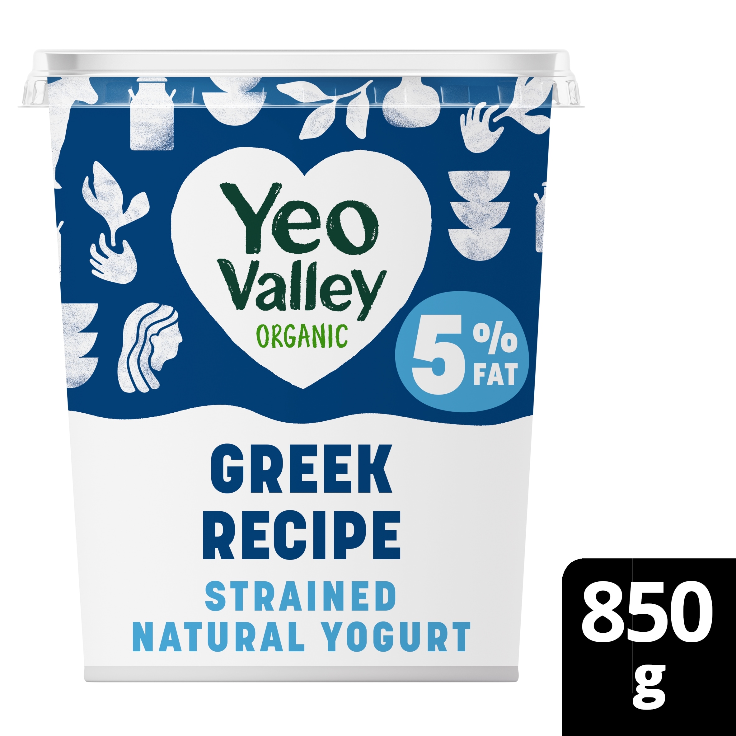 Yeo Valley Organic Greek Recipe 5% Fat Natural 850g