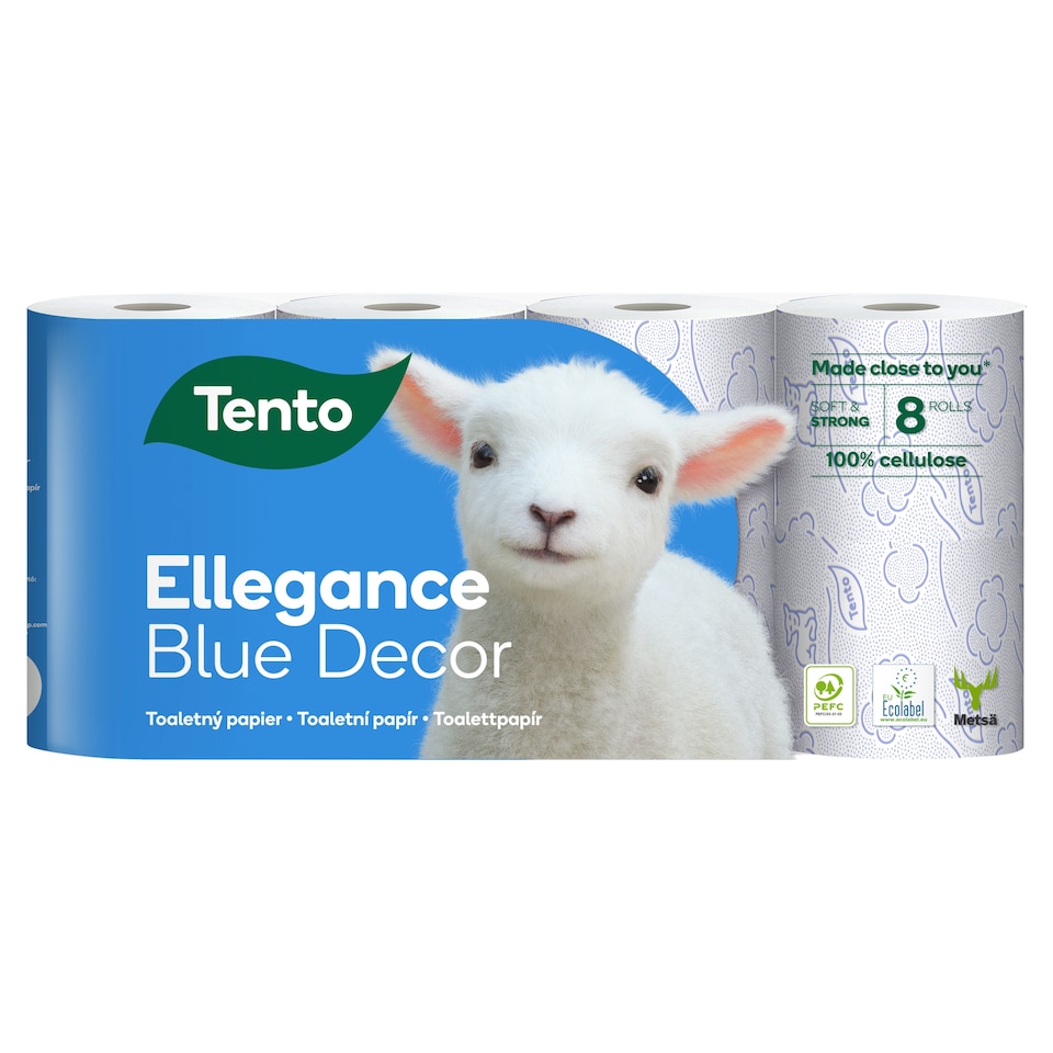 image 1 of Tento Ellegance Blue Decor Toilet Paper 3 Ply 8 Rolls