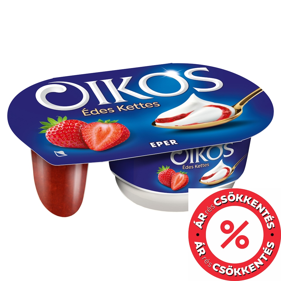 Danone Oikos Édes Kettes élőflórás édesített joghurt eperszósszal 118 g