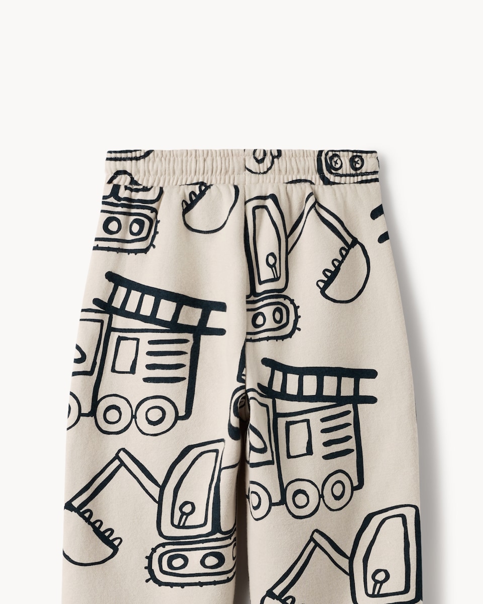 image 1 of F&F Boys Cotton Rich Vehicle Print Joggers in Stone