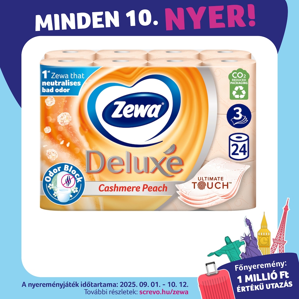 Zewa Deluxe Cashmere Peach 3 rétegű toalettpapír 24 tekercs  1. kép