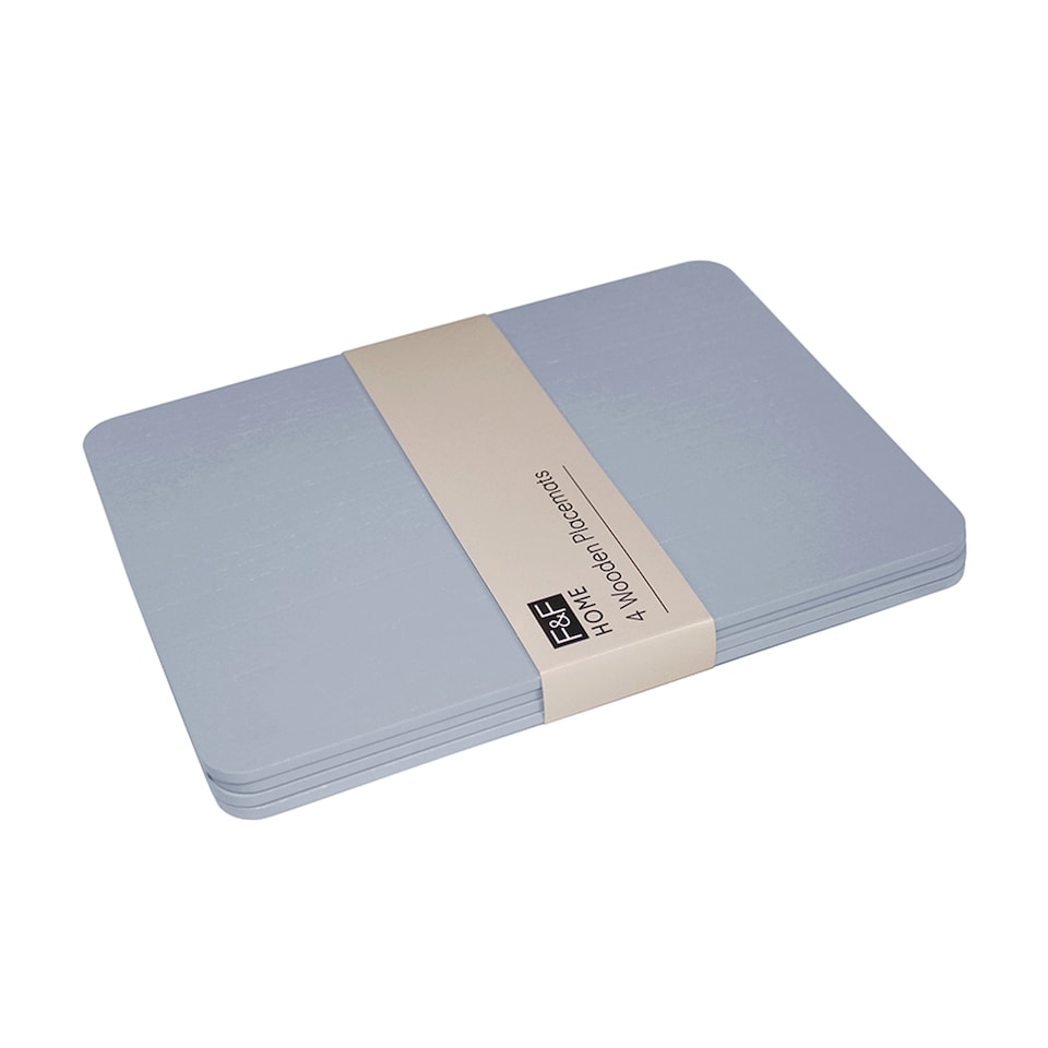 image 1 of  F&F Home Stone Blue Wooden Placemat 4 Pack 