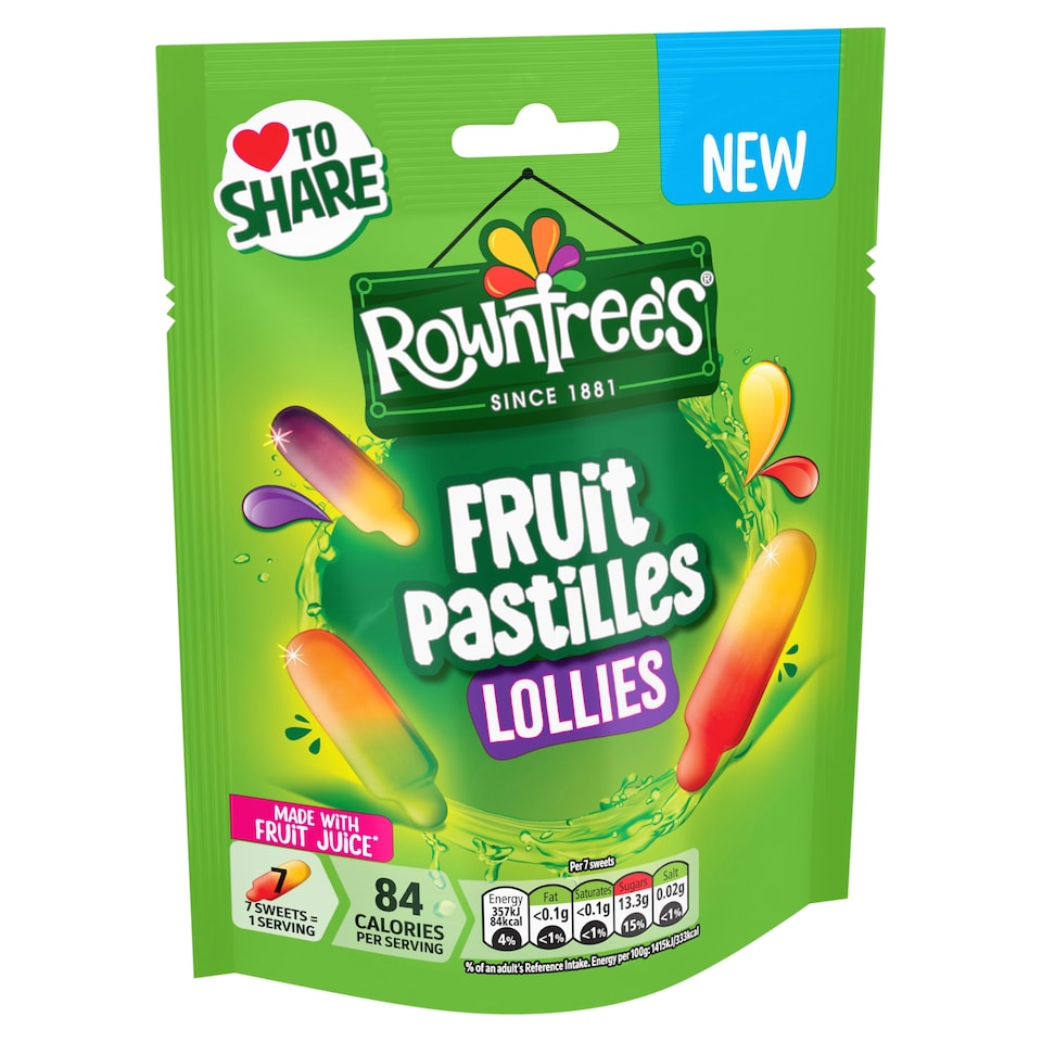 image 1 of ROWNTREES Fruit Pastilles Lollies 130g