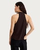 image 3 of F&F Cowl Neck Metal Accent Sleeveless Top in Chocolate