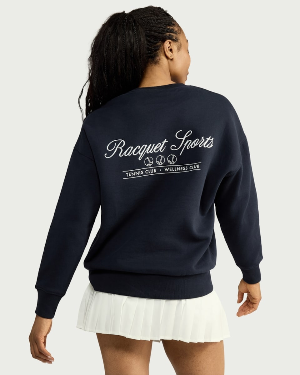 image 1 of F&F Active AFTERCLASS Cotton Rich Slogan Sweatshirt in Navy