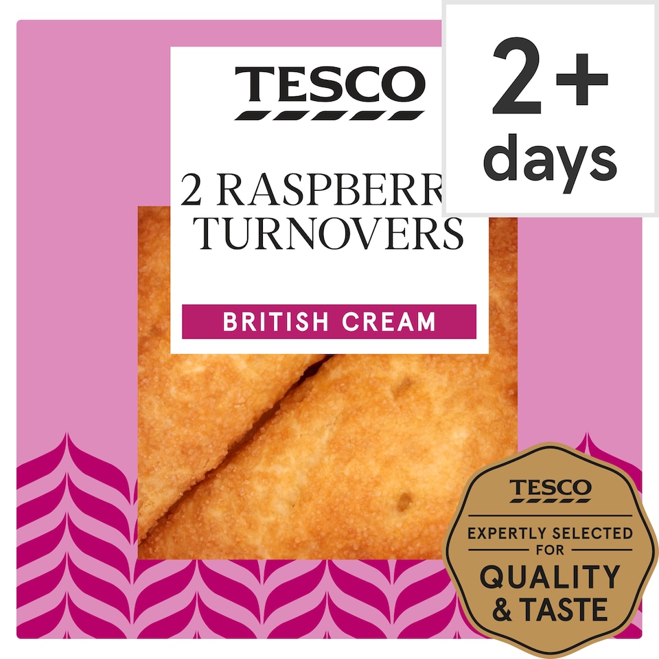 Tesco Fresh Cream Raspberry Turnover 2 Pack, 148 G