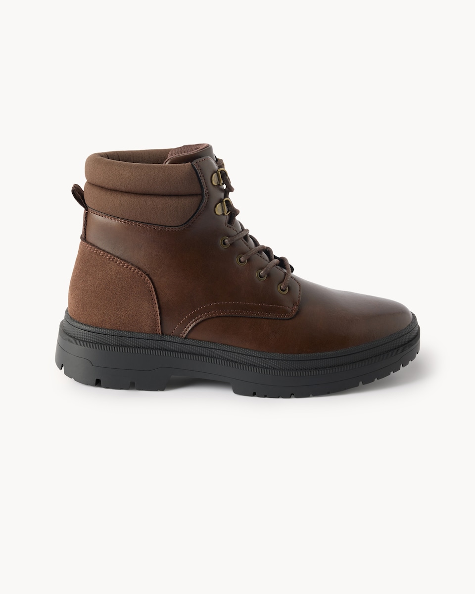 image 1 of F&F Lace Up Ankle Boots in Brown