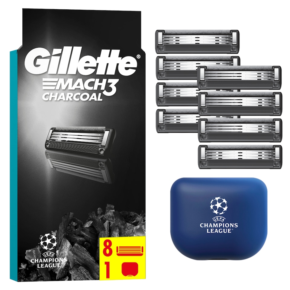 image 1 of Gillette Mach3 Charcoal Náhradné Holiace Hlavice pre Mužov s 3 Čepieľkami
