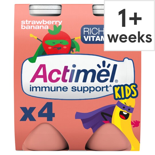 Actimel Kids Strawberry Banana Yogurt Drink 4X100g Tesco Groceries