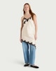 image 2 of F&F Asymmetric Lace Trim Slip Dress in Cream