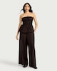 image 1 of F&F Textured Wide Leg Co-ord Trousers in Brown