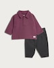 image 1 of F&F Baby 2-Piece Cotton Rich Polo Sweatshirt and Joggers Set in Multi
