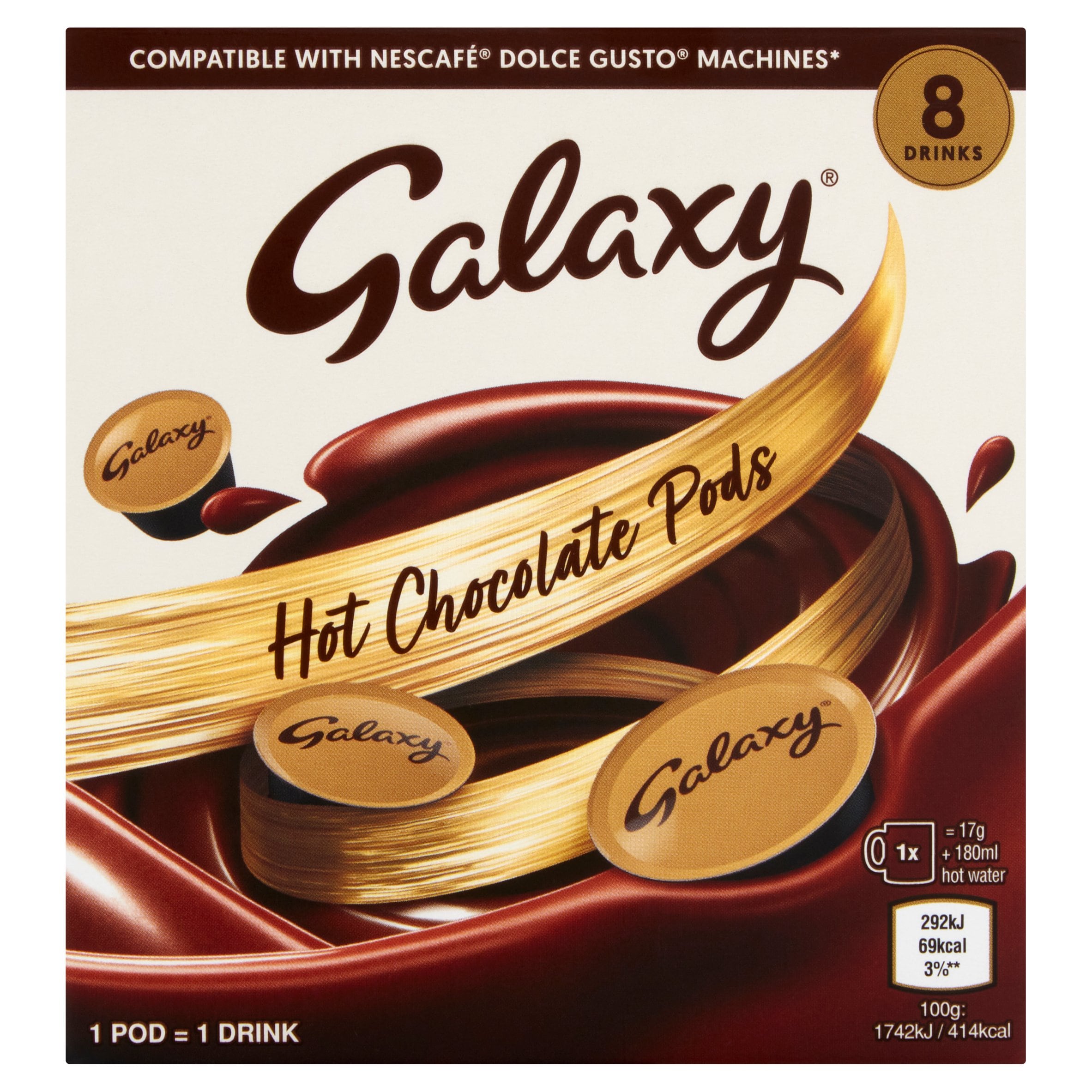 Galaxy Hot Chocolate Pods 8X17g - Tesco 