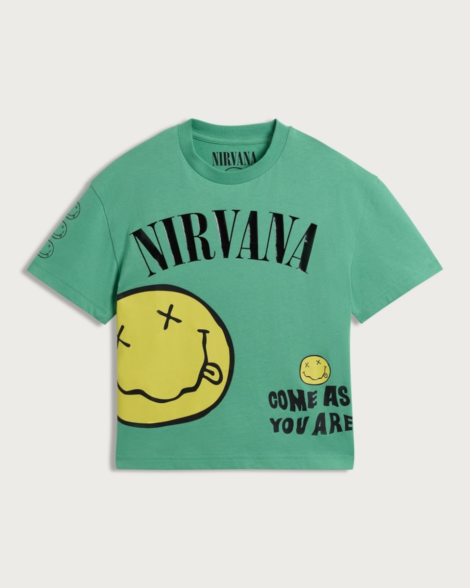 Nirvana Pure Cotton Come As You Are T-Shirt in Green